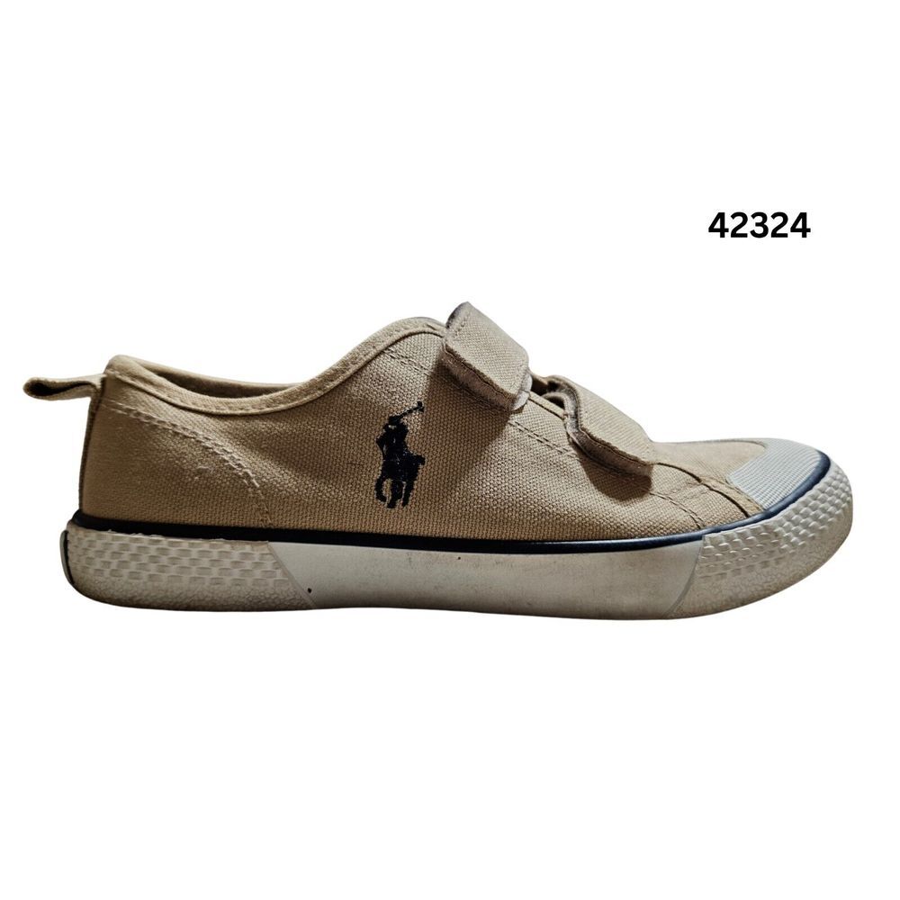Polo Ralph Lauren Camden‎ EZ Tan Khaki Canvas Sneakers Kids Size 2 993692